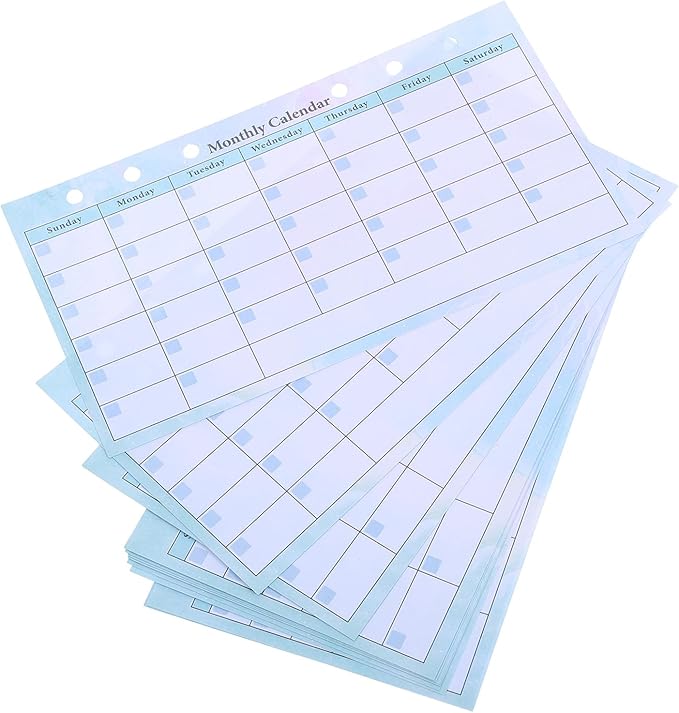Veemoon Monthly Planner Refill for 6-ring Binder A6 Size with 14 Undated Gradient Color Sheets, Monthly and Weekly Calendar Inserts for Budget, Meal Planning, and Home Organization