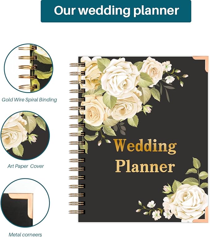 Wedding Planner - Wedding Planner Book and Organizer for the Bride, Wedding Planner Book Unique Engagement Gift for Newly Engaged Couples - Hardcover Bridal Planning Wedding Notebook 11" x 9"