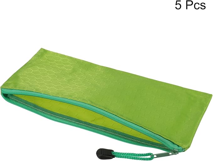 PATIKIL Waterproof Zipper File Bags, 5 Pack A6 Size Document Pocket Storage Organizer Pouch for Travel Office Supply, Green