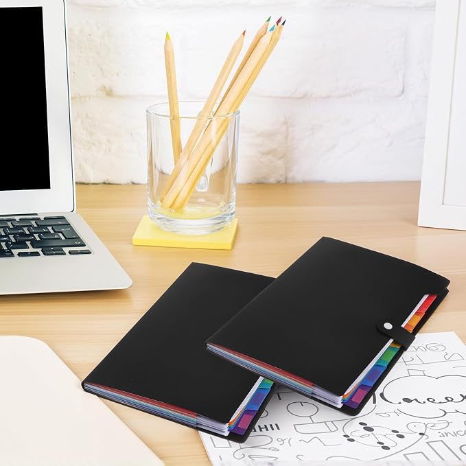 10 Pack Expanding File Folders with Stickers, Accordion-File-Organizer 7 Pocket Folder Organizer, A4 Letter Size Portable Paper Document Bill Receipt Organizer
