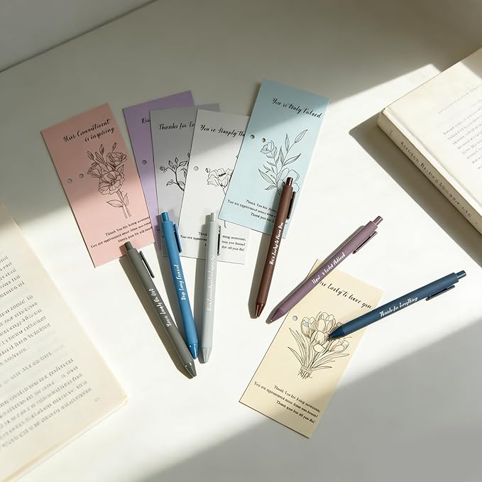 Auch Employee Appreciation Gifts Bulk, 30 Sets Inspirational Quote Pens with Floral Thank You Cards, Motivational Gifts for Coworkers, Teachers, Staff and Team (Grey)