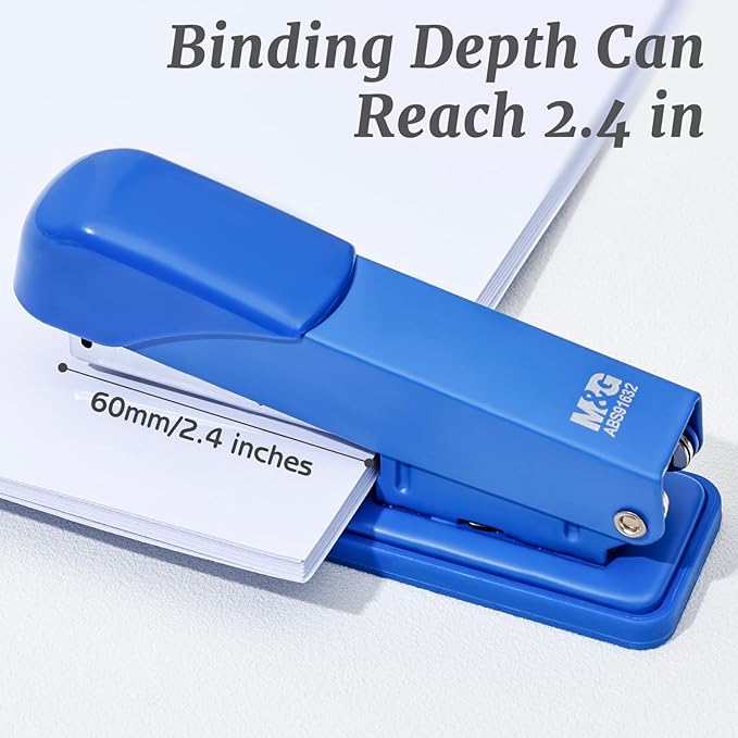 M&G Desktop Staplers, Desk Stapler with 2000 Staples, 25 Sheets Capacity, Metal Office Staplers for School Office Home, No Jam, Non-Slip (Blue)