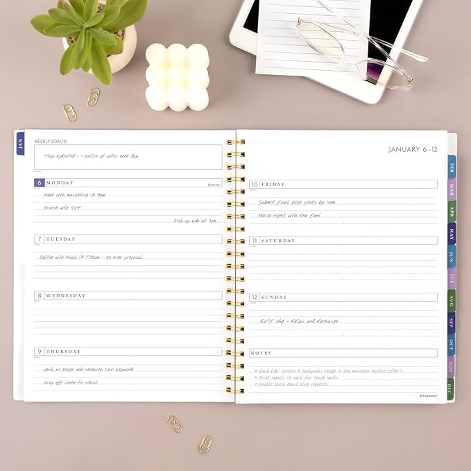 AT-A-GLANCE 2025 Planner, Weekly & Monthly, 8-1/2" x 11", Large, Badge, Floral (1722F-905-25)