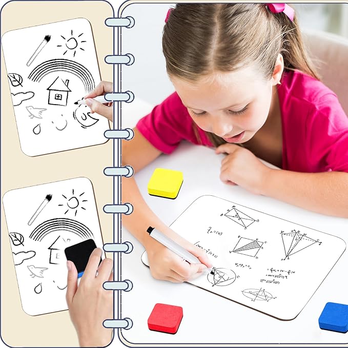 30 Pack Dry Erase Whiteboard Paddles, 9 x 12 Inch Wooden Double-Sided Handheld White Boards with Colorful 30 Markers & 30 Erasers Reusable Writing Paddles for Classroom Teaching & Auction Bidding