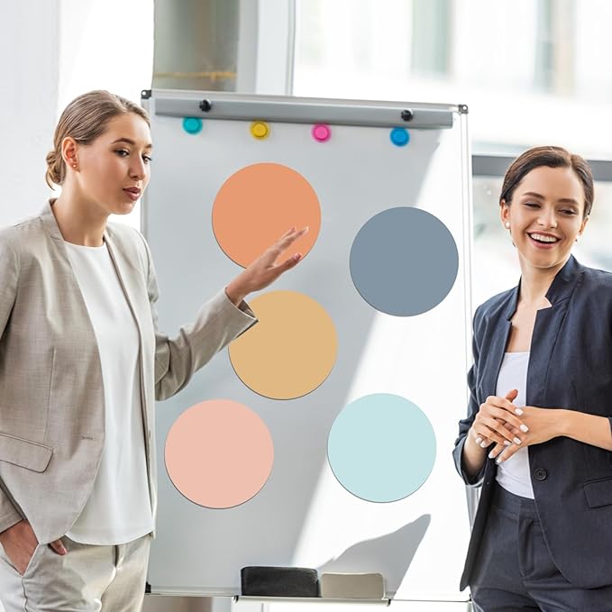 Lincia 24 Pack Erase Dots Circles Colorful 10.5 Inch Removable Vinyl Spot Dry Erase Desktop Writing Spots Set for Classroom Desk Wall Table Teacher Students School Home Desk Wall(Fresh)