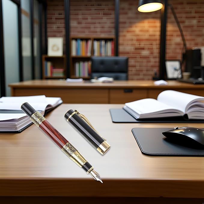 1Pc Fountain Pen Imitation Mahogany Twill Metal Fountain Pen mm Writing Instrument Drawing Tool Office Stationery Very Practical and Practical Design, Fountain Pens, Writing and Correction Supplies
