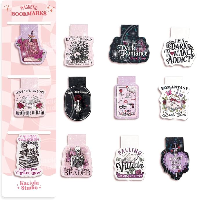 Kaciola Studio 12PCS Glittery Magnetic Bookmarks for Women, Dark Romance Theme Funny Magnetic Bookmarks, Magnets Cute Book Marks for Book Lovers Gifts, Cute Gifts for Romance Reader Friends Girls