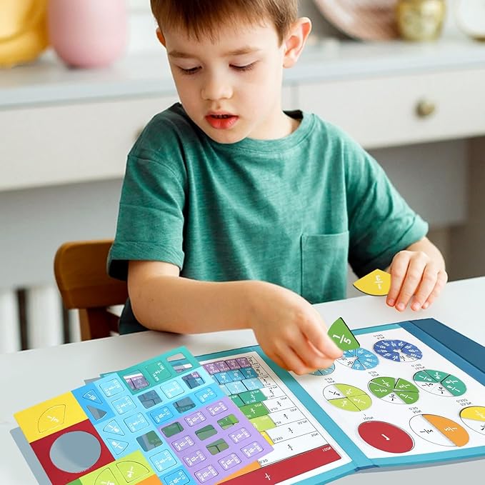 Magnetic Fraction Educational Puzzle Fraction Tiles and Circles, Equip Magnetic Score Disk Demonstrator,Math Manipulatives Enhance Early Primary School Students Mathematical Skills