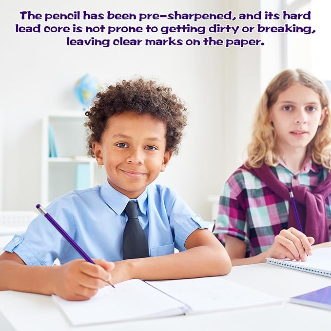 48 PCS Purple Pencils Bulk with Eraser, Pre-Sharpened HB Pencils for Writing & Drawing, School Supplies for Kids Homework, Tests, Art Crafts & Teacher Grading(Purple)