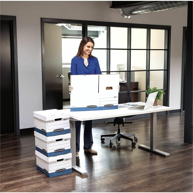 Bankers Box 4-Pack Medium Duty File Storage Boxes with Lids, FastFold Assembly, Letter/Legal, STOR/FILE, (0078907)