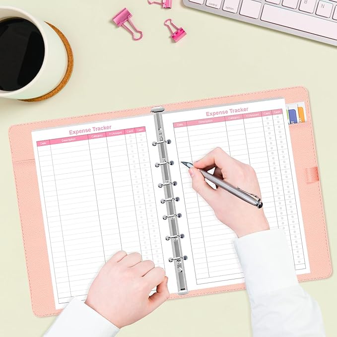 Budget Planner Refills for 3/7 Mini Binders - 50 Sheets/100 Pages Expense Tracker Paper, 100gsm, White, 5.8'' x 8.5''