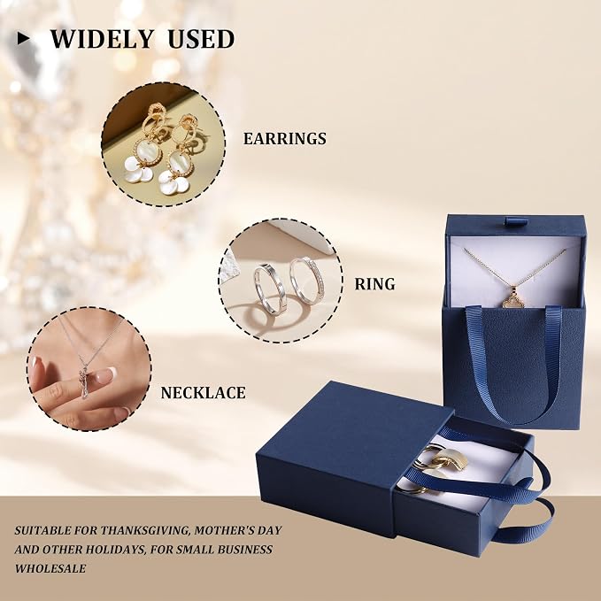 40 pcs paper boxes 9 x 9 x 3.5 cm, blue luxury gift storage, jewelry gift storage box for earrings necklaces bracelets rings