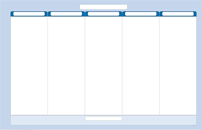 5-Column Dry-Erasable Wall Organizer - Best in its Class. Non-ghosting/Non-staining (Sky Blue Horizontal 36 x 56)