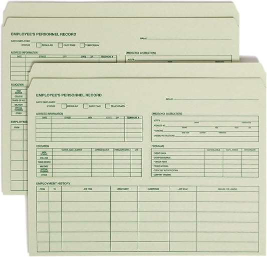 Smead Employee Record File Folder, Straight-Cut Tab, Letter Size, Moss, 20 per Pack (77000)