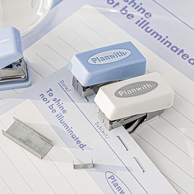 8Pcs Supplies Set Includes Hole Puncher Stapler Staple Scissors Staple Remover Marker Tape Packed in Storage Case Stapler and Paper Clip Set