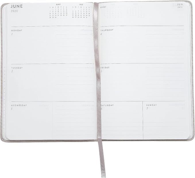 WORLD TRAVELER 2026 Planner - 6x8 Inch Weekly and Monthly Calendar Planner Agenda Book with Bookmark & Ribbon for School and Office, Size 6X8, White Bloom