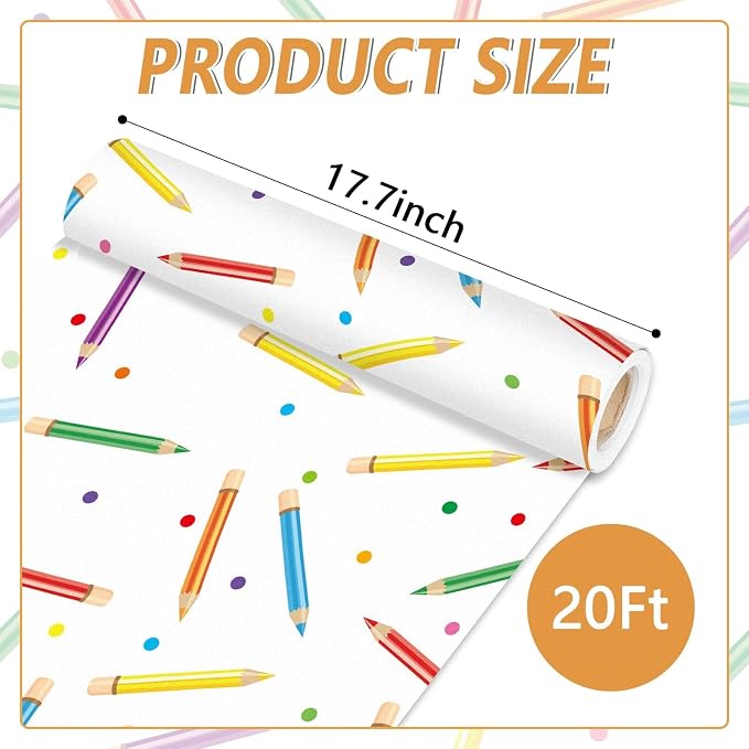 Qyeahkj Colorful Pencil Bulletin Board Paper Roll Pencil Bulletin Board Background Paper Fade Resistant Colorful Classroom Decoration Poster Art Craft Home Wall Education Decor Supplies 17.7in x 20ft