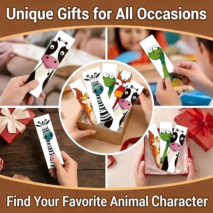 Bookmarks for Kids 30Pcs Funny Animal Bookmarks,Unique Gifts for Readers on Special Occasions Such as Christmas,Including Book Marks for Reading Kids.