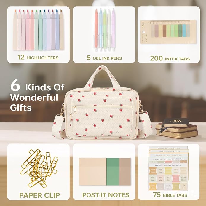 Bible Cover Case for Women Bible Study Supplies Organizer Bible Bags Corduroy Bible Carrying Case for Girls Christian Gifts
