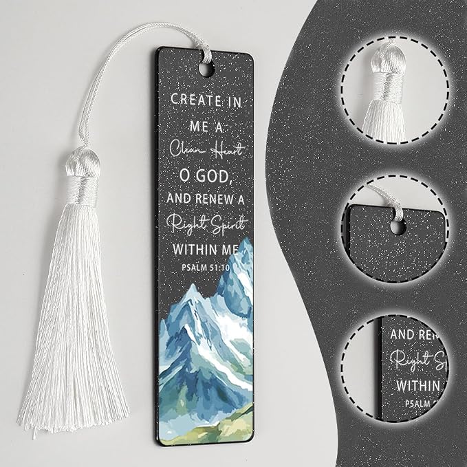 Christian Renewal Bookmark, Inspirational Gift for Believers, Uplifting Gift for Spiritual Readers, Spiritual Bookish Present, Unique Mountain & Scripture Design Bookmark, WCB70