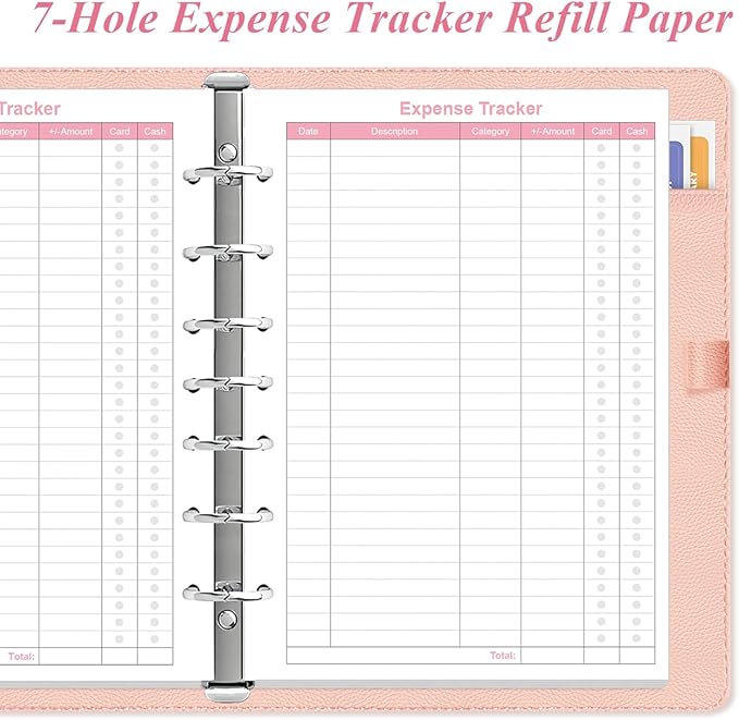 Budget Planner Refills for 3/7 Mini Binders - 50 Sheets/100 Pages Expense Tracker Paper, 100gsm, White, 5.8'' x 8.5''