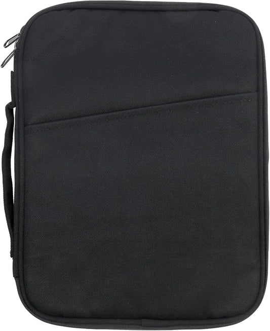 Black Book Sleeve with Zipper Nylon Book Covers 11"×9" Book Pouch Washable Book Protector Cloth Book Case Bags for Book Lovers Office Document