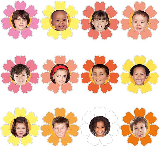 60pcs Spring Theme Flower Cutouts Boho Daisy Bulletin Board Decoration Back to School Flower Paper Cut-Outs Classroom Decor for Kids Classroom DIY Craft Photo Kindergarten Preschool Wall Door Supplies