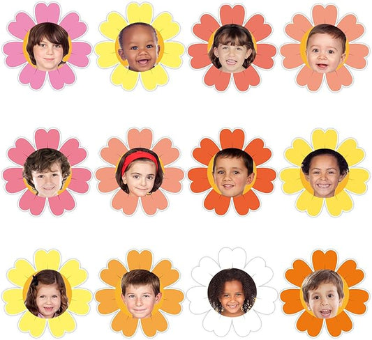 60pcs Spring Theme Flower Cutouts Boho Daisy Bulletin Board Decoration Back to School Flower Paper Cut-Outs Classroom Decor for Kids Classroom DIY Craft Photo Kindergarten Preschool Wall Door Supplies