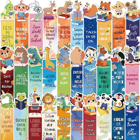 30PCS German Animal Bookmark Set - Educational Bookmarks with German Animal Names & Illustrations, Language Learning Tools for Students, Teachers, Kids Classroom Supplies