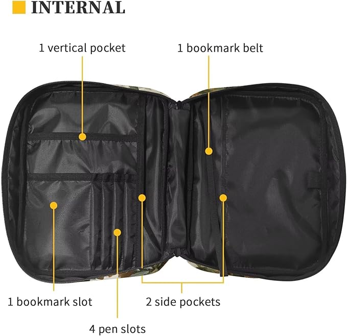 Suobstales Deer Hunting Camo Print Bible Covers for Women Men Lightweight Bible Bag Bible Accessories with Handle and Zippered Pocket Bible Tote Bag for Kids