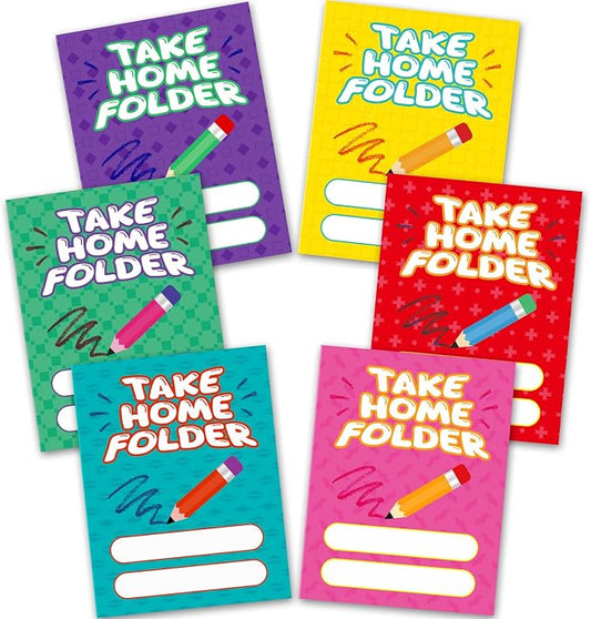 Outus 24 Pcs Take Home 2 Pocket Folders Letter Size Decorative File Folders Heavy Duty Office Supplies with 2 Pocket for Parent Teacher Communication Office, 12. 2 x 9. 3 Inch