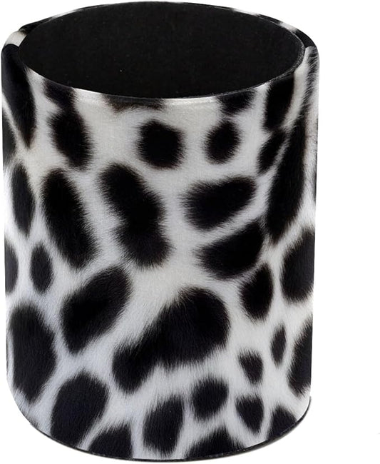 Black Leopard Print Leather Pen Holder for Desk, Multifunctional Desktop Organizer Pencil Cup, Desktop Caddy Stationery Organizer for School Home Office Desk Accessories