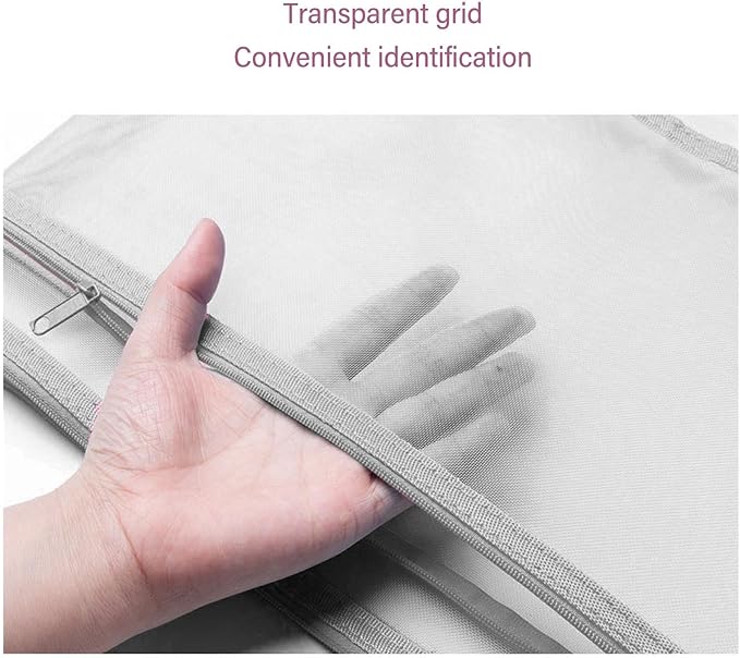 10PCS Nylon Mesh Zipper Pouch Bags, Double Layer A4 Document Organizer Puzzle Storage Bag with Handle for Board Games Home School Office Supplies (Gray)