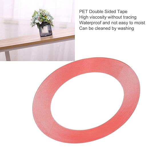 10 Pcs PET Double Sided Tape, Strong Viscosity Mounting Tape, Red PET Adhesive Tape for Electronics Fixation and Home Office Use with Firm Hold (1mm)