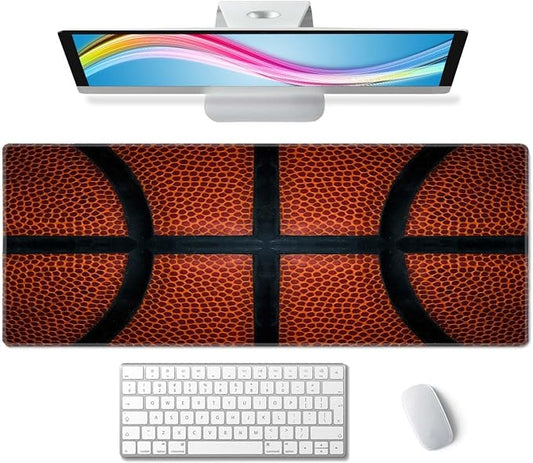 Basketball Large Gaming Mouse Pad Keyboard Desk Pad Extended Mouse Pad Gaming Office Decor, PC Laptop Mouse Pads Large (31.5x151.8 in) with Stitched Edges Non-Slip Base Mousepad XL