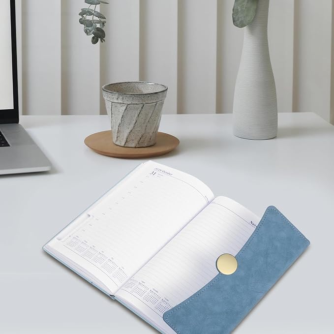 2026 Daily Task Planner Notebook Year-round Work Organizer Calendar Book with Minimalist Pu Cover Light Blue for Professionals and Students