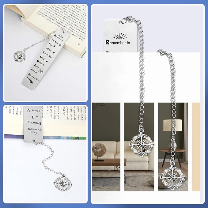 Retirement Gifts for Women, Kaluofan 2026 Teacher Retirement Gift for Women, Bookmarks for Women Men, Happy Retirement Enjoy The Next Chapter Bookmark with Compass Pendant Best Wishing