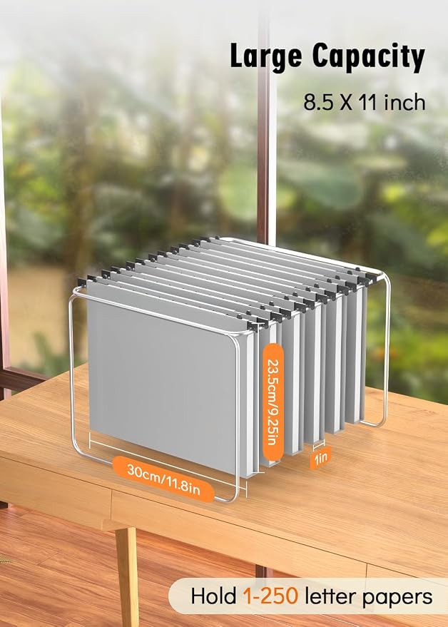 Extra Capacity Plastic Hanging File Folder, 12 Pack Reinforced Hang Folders Letter Size, Heavy Duty 1 Inch Expansion Filing Cabinet Folders, for Bulk Files, Medical Charts, Grey