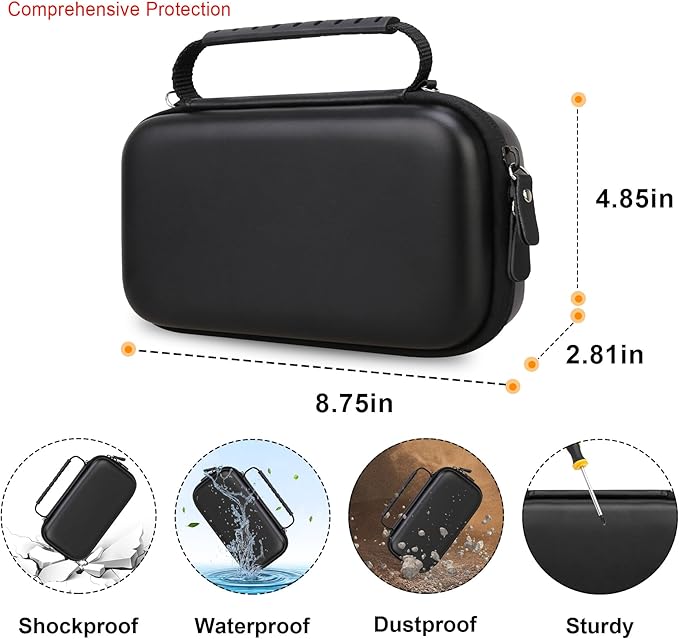 Elonbo Carrying Case for NIIMBOT B1 Label Maker Machine, Portable Mini Wireless Bluetooth Label Printer Travel Bag, Small Handheld Labeler Storage Holder, Mesh Pocket Fits Label Paper, Black