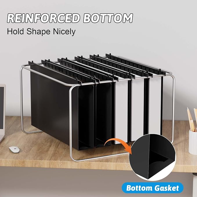 Plastic Extra Capacity Legal Size Hanging File Folders,12 Pack Reinforced Legal Hanging Folders,Heavy Duty 2 Inch Expansion,Adjustable Tabs,Filing Cabinet Folders for Bulky Files (Black)