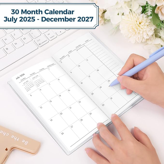 SKYDUE Pocket Calendar 2026-2028, Pocket Monthly Planner Jul 2026 - Dec 2028 for Purse, 6.7" X 3.8" 30-Month Small Planner, Academic Year Calendar, Compact Design with Plastic Sleeve