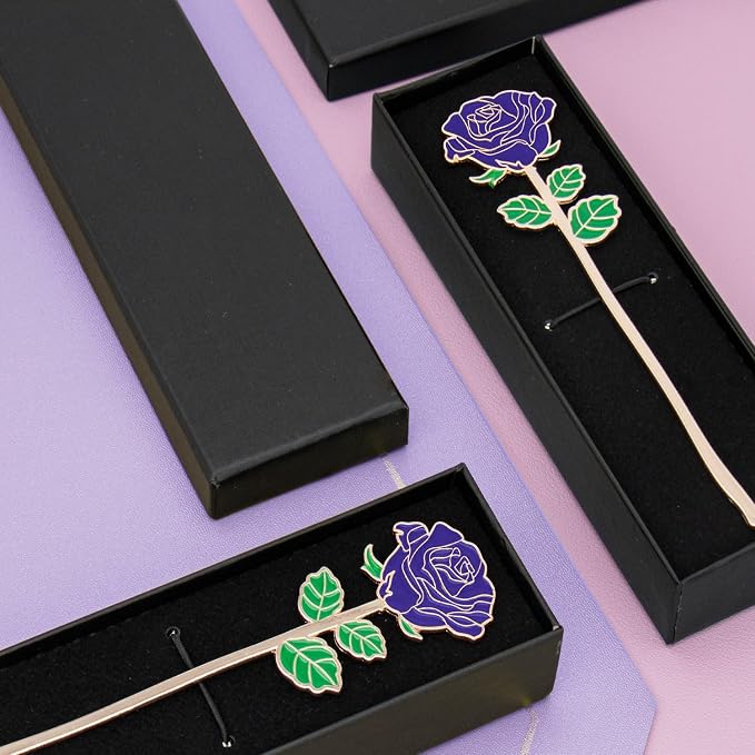 Metal Purple Rose Bookmark, Bookmarks for Women, Cute Bookmarks Gift for Book Lovers, Gift for Mother's Day, Girlfriend and Friend Graduation, Teacher's Day, Thanksgiving
