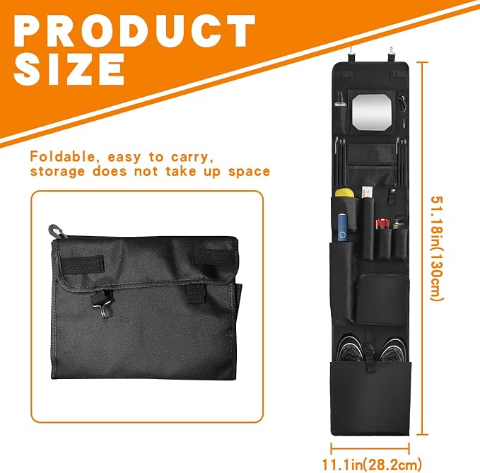 Police Locker Organizer, 51 X 11 in Hanging Locker Organizer, Locker Organizer Door Hanging for School Gym Police Security Law Enforcement Personnel, 600D Durable Material with Mirror