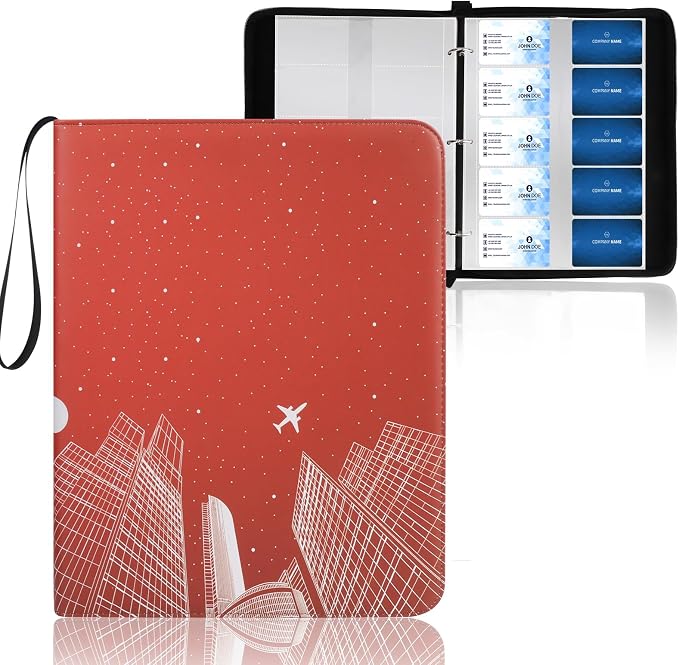 Leather Business Card Book Holder Organizer, Professional Name Card Book Holder with 800 Card Slots Capacity Booklet, Portable PU Credit Card Binder File Sleeve Storage for Men Women,40 Pack Sleeves