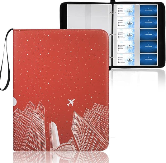 Leather Business Card Book Holder Organizer, Professional Name Card Book Holder with 800 Card Slots Capacity Booklet, Portable PU Credit Card Binder File Sleeve Storage for Men Women,40 Pack Sleeves