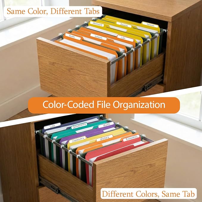 Binditek 54-Pack Heavy Duty Plastic File Folders, 1/3-Cut Tab Letter Size Colored File Folders, 14 Mil Thick, 6 Assorted Colors, for Office, Medical Records and Home Organization