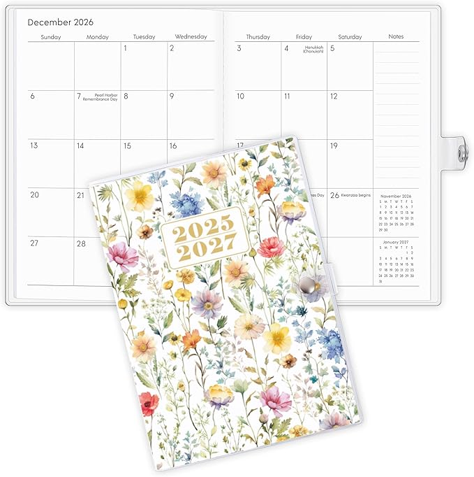 KONVINIT 2025-2027 Monthly Planner, 30 Months Calendar Planner 2026 - Runs From July 2025 Until December 2027, 5.9'' x 8.4'', Floral Monthly Planner 2025-2027 for Office Supplies