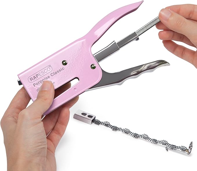 Rapesco 1356A Porpoise Classic Stapling Plier with 10.000 Staples, Type 26 Standard 5/16", 45 Sheet Capacity, Uses Type 26 Standard and Type 24 High-Capacity Staples, All Metal, Pink