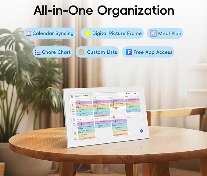 Digital Calendar, 15.6-inch Smart WiFi Electronic Calendar Wall Planner & Chore Chart, Interactive Touch Screen HD Display for Family Schedules, Meal Plan, Photo Display, Desktop & Wall Mountable