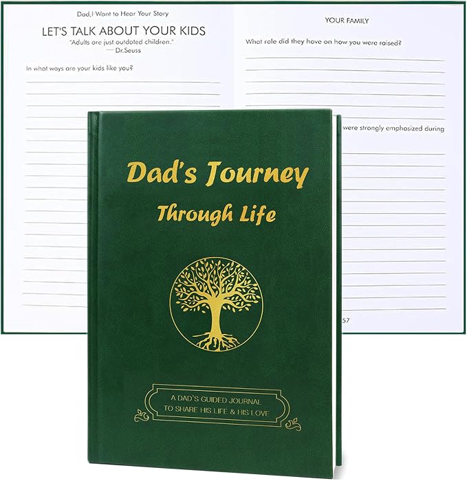 A Father's Guided Journal to Share His Life Memory Keepsake Book,Fathers-Day Birthday Gift for Dad Life Journey Daddy Story Journal,Hear Dad Story,Dark Green
